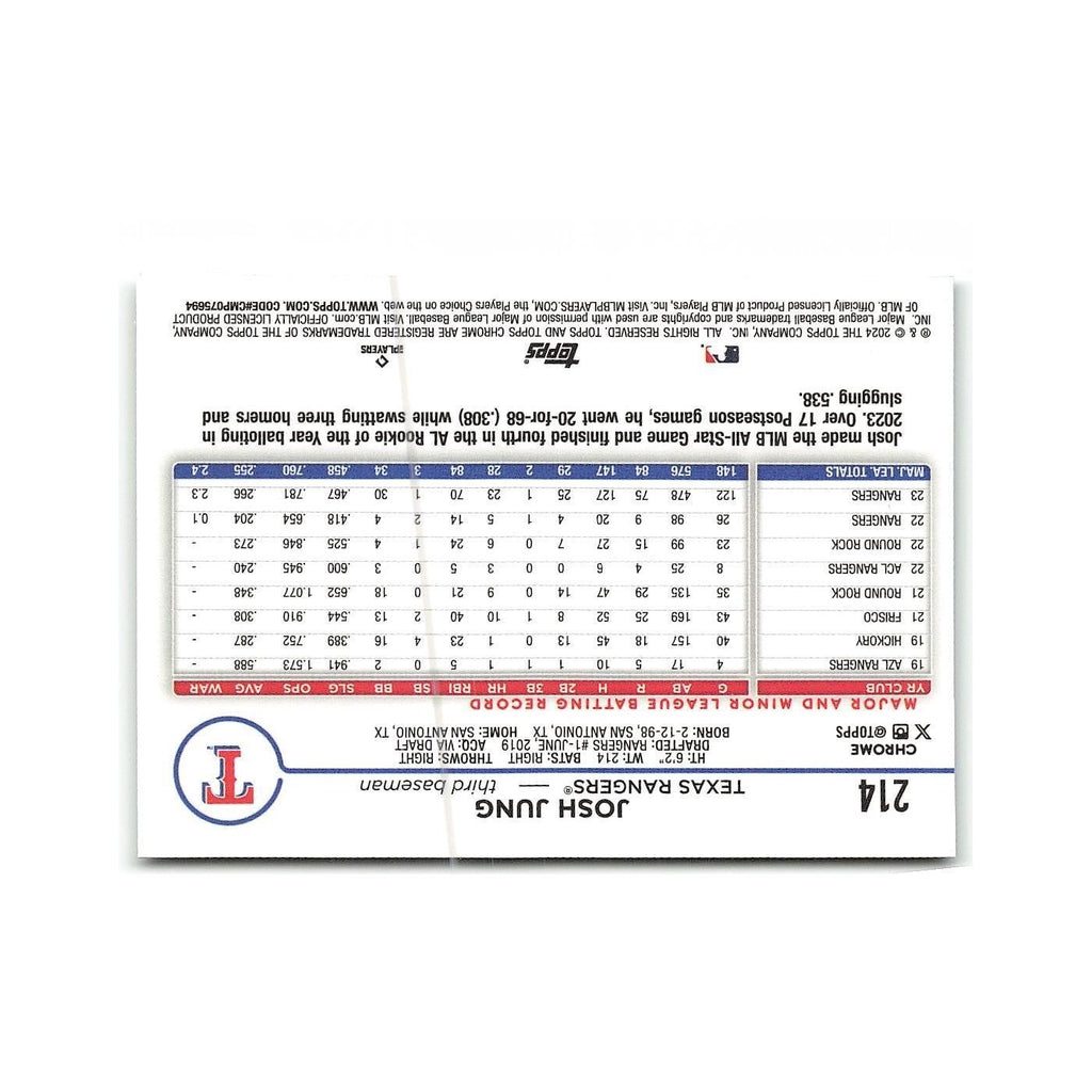 Josh Jung 2024 Topps Chrome #214 Texas Rangers Baseball Card NM