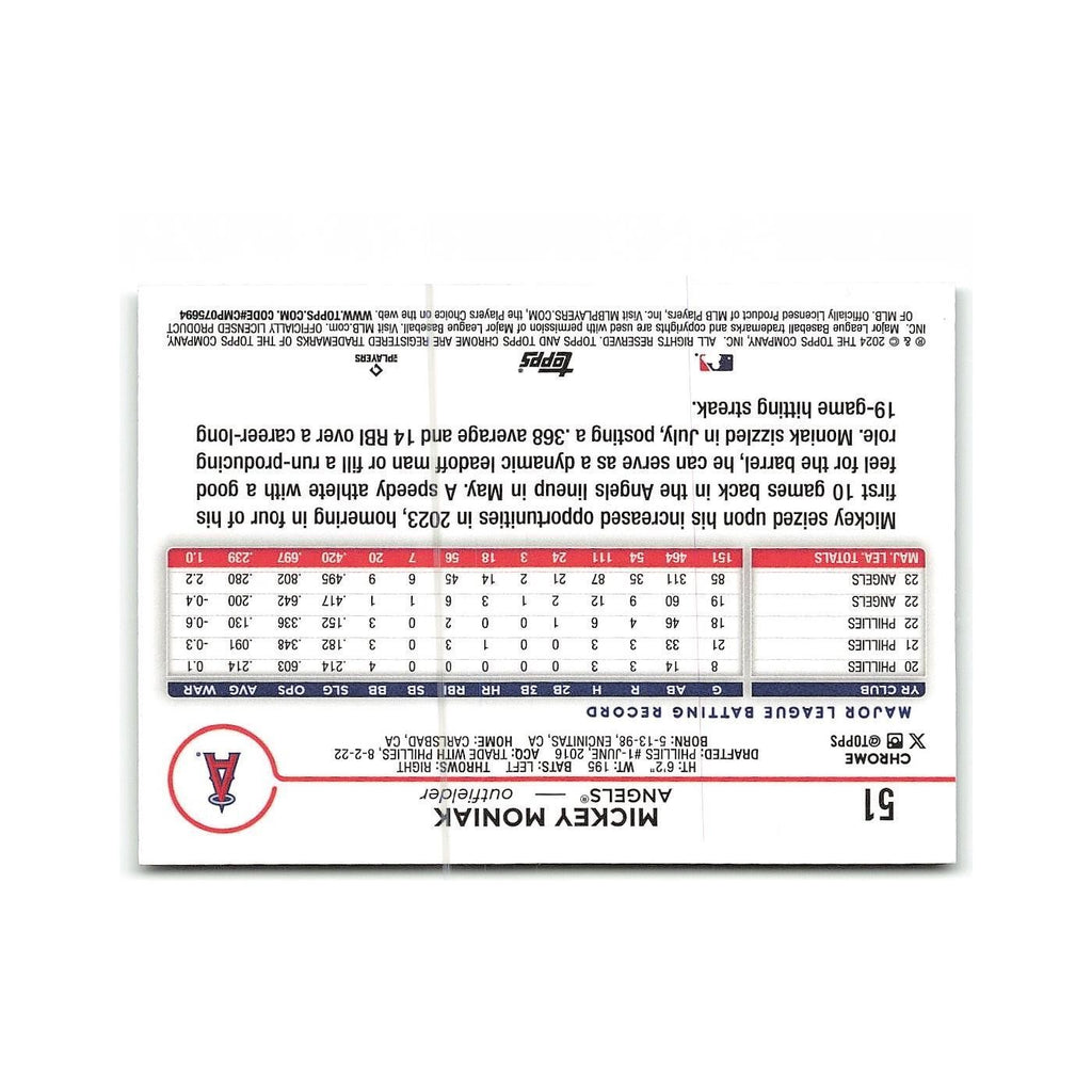 Mickey Moniak 2024 Topps Chrome #51 Los Angeles Angels Baseball Card NM