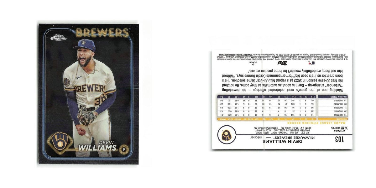 Devin Williams 2024 Topps Chrome #103 Milwaukee Brewers Baseball Card NM