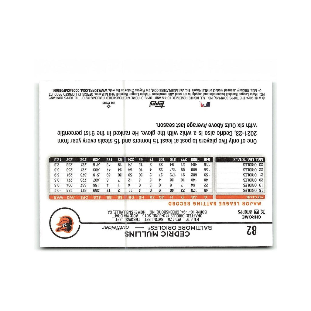 Cedric Mullins 2024 Topps Chrome #82 Baltimore Orioles Baseball Card NM