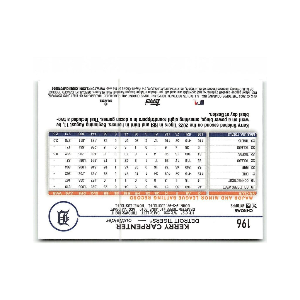 Kerry Carpenter 2024 Topps Chrome #196 Detroit Tigers Baseball Card NM