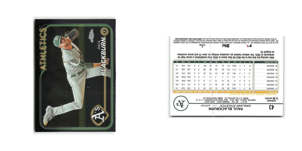 Paul Blackburn 2024 Topps Chrome #43 Oakland Athletics Baseball Card NM