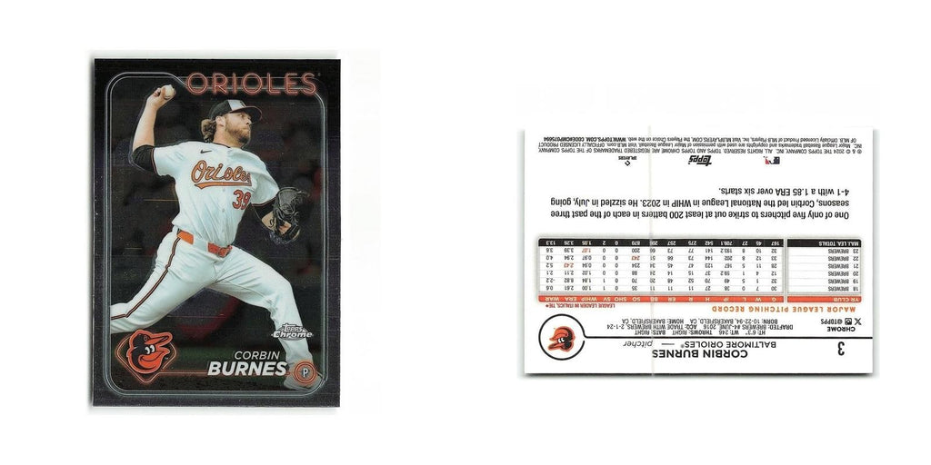 Corbin Burnes 2024 Topps Chrome #3 Baltimore Orioles Baseball Card NM