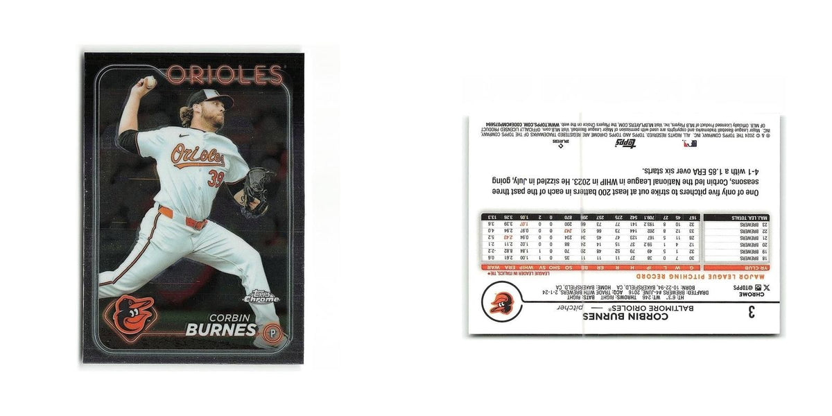 Corbin Burnes 2024 Topps Chrome #3 Baltimore Orioles Baseball Card NM