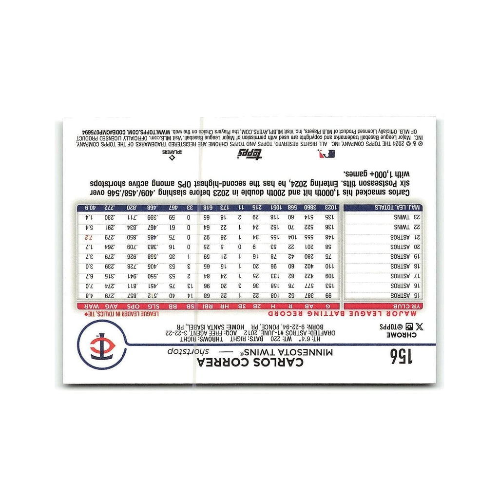 Carlos Correa 2024 Topps Chrome #156 Minnesota Twins Baseball Card NM