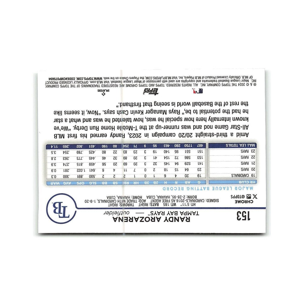 Randy Arozarena 2024 Topps Chrome #153 Tampa Bay Rays Baseball Card NM