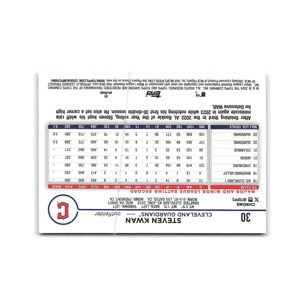 Steven Kwan 2024 Topps Chrome #30 Cleveland Guardians Baseball Card NM
