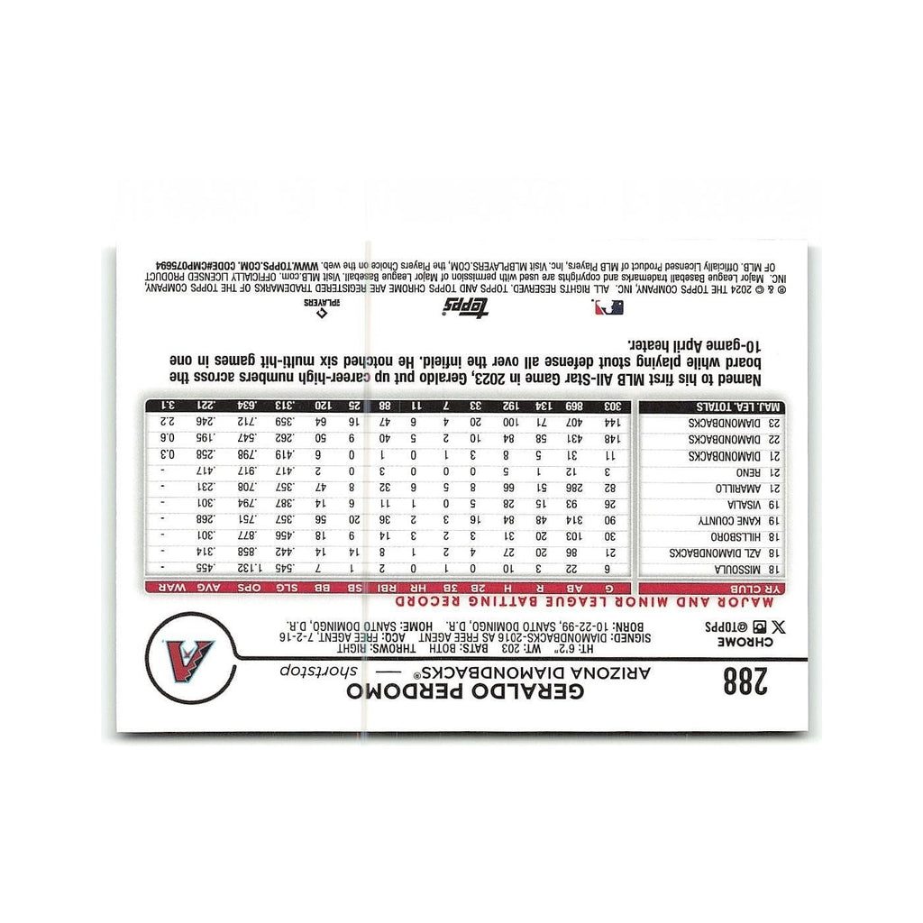 Geraldo Perdomo 2024 Topps Chrome #288 Arizona Diamondbacks Baseball Card NM