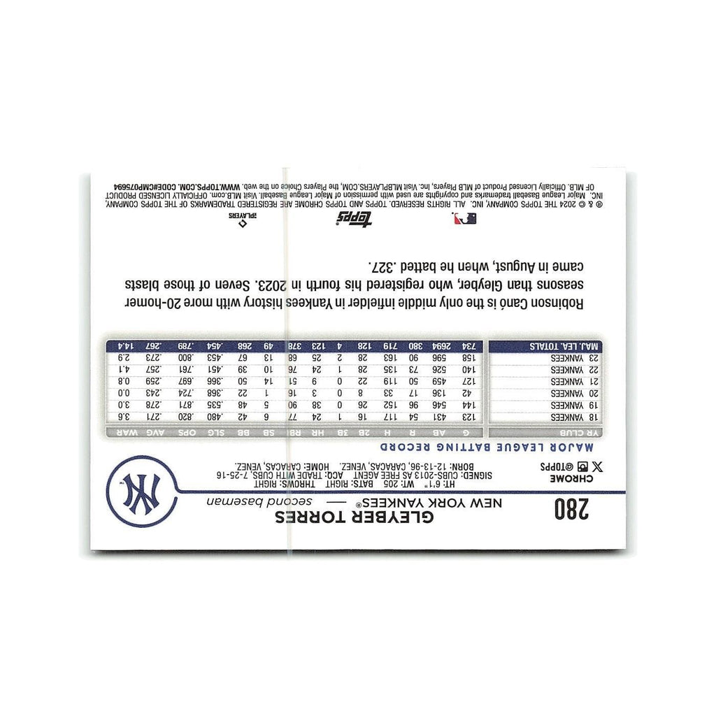 Gleyber Torres 2024 Topps Chrome #280 New York Yankees Baseball Card NM