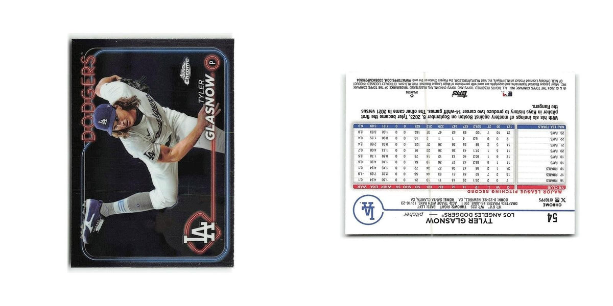 Tyler Glasnow 2024 Topps Chrome #54 Los Angeles Dodgers Baseball Card NM