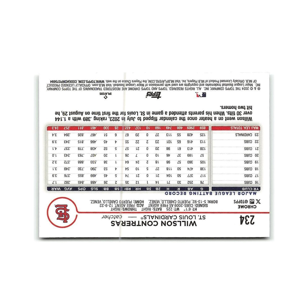 Willson Contreras 2024 Topps Chrome #234 St. Louis Cardinals Baseball Card NM