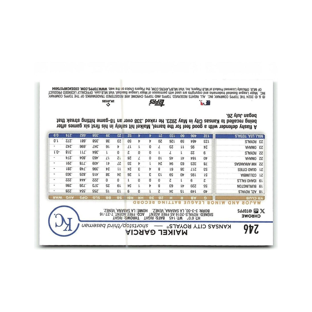 Maikel Garcia 2024 Topps Chrome #246 Kansas City Royals Baseball Card NM