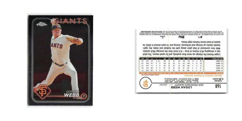 Logan Webb 2024 Topps Chrome #168 San Francisco Giants Baseball Card NM