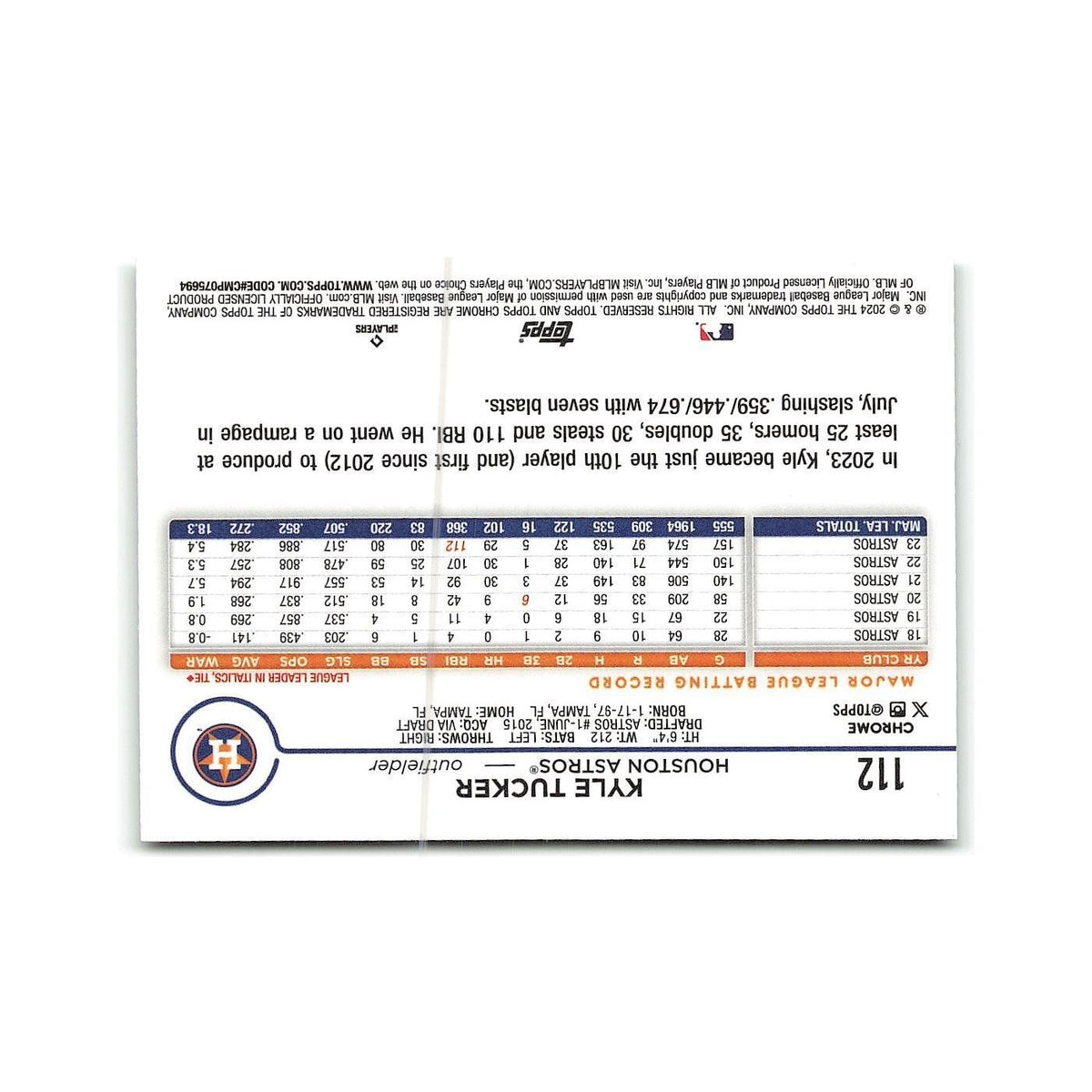 Kyle Tucker 2024 Topps Chrome #112 Houston Astros Baseball Card NM