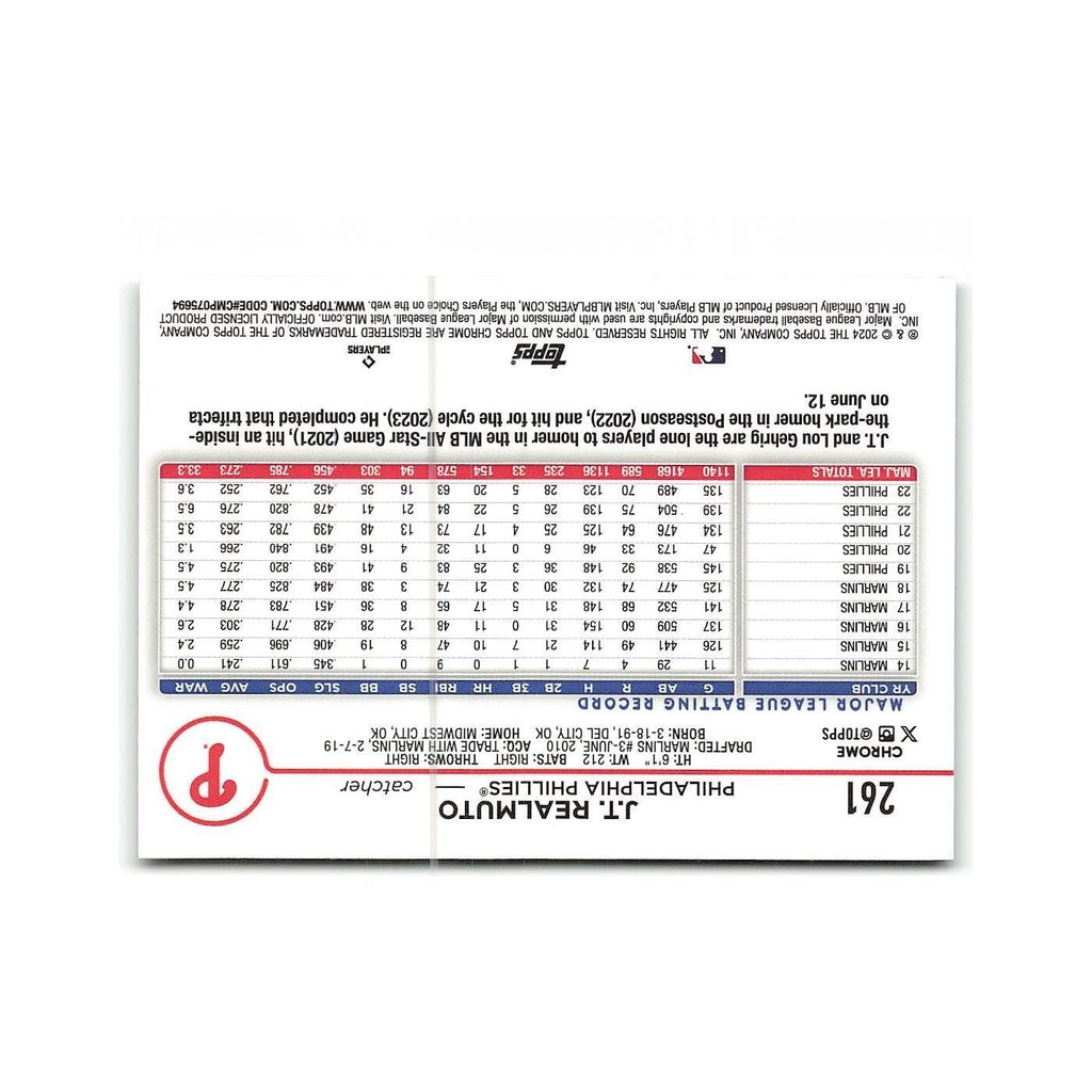 J.T. Realmuto 2024 Topps Chrome #261 Philadelphia Phillies Baseball Card NM