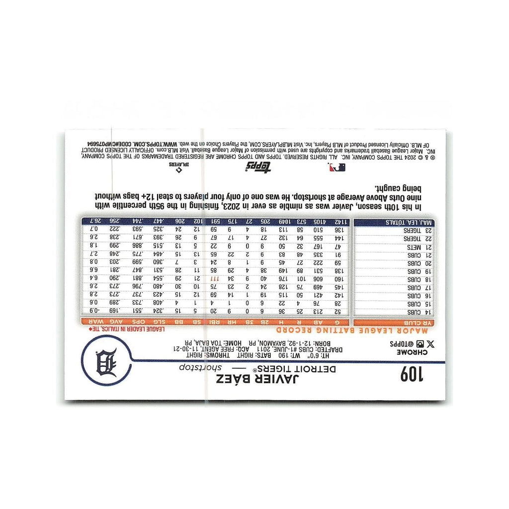 Javier Báez 2024 Topps Chrome #109 Detroit Tigers Baseball Card NM
