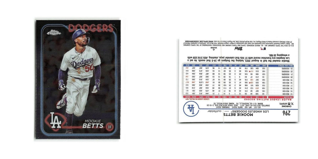 Mookie Betts 2024 Topps Chrome #296 Los Angeles Dodgers Baseball Card NM