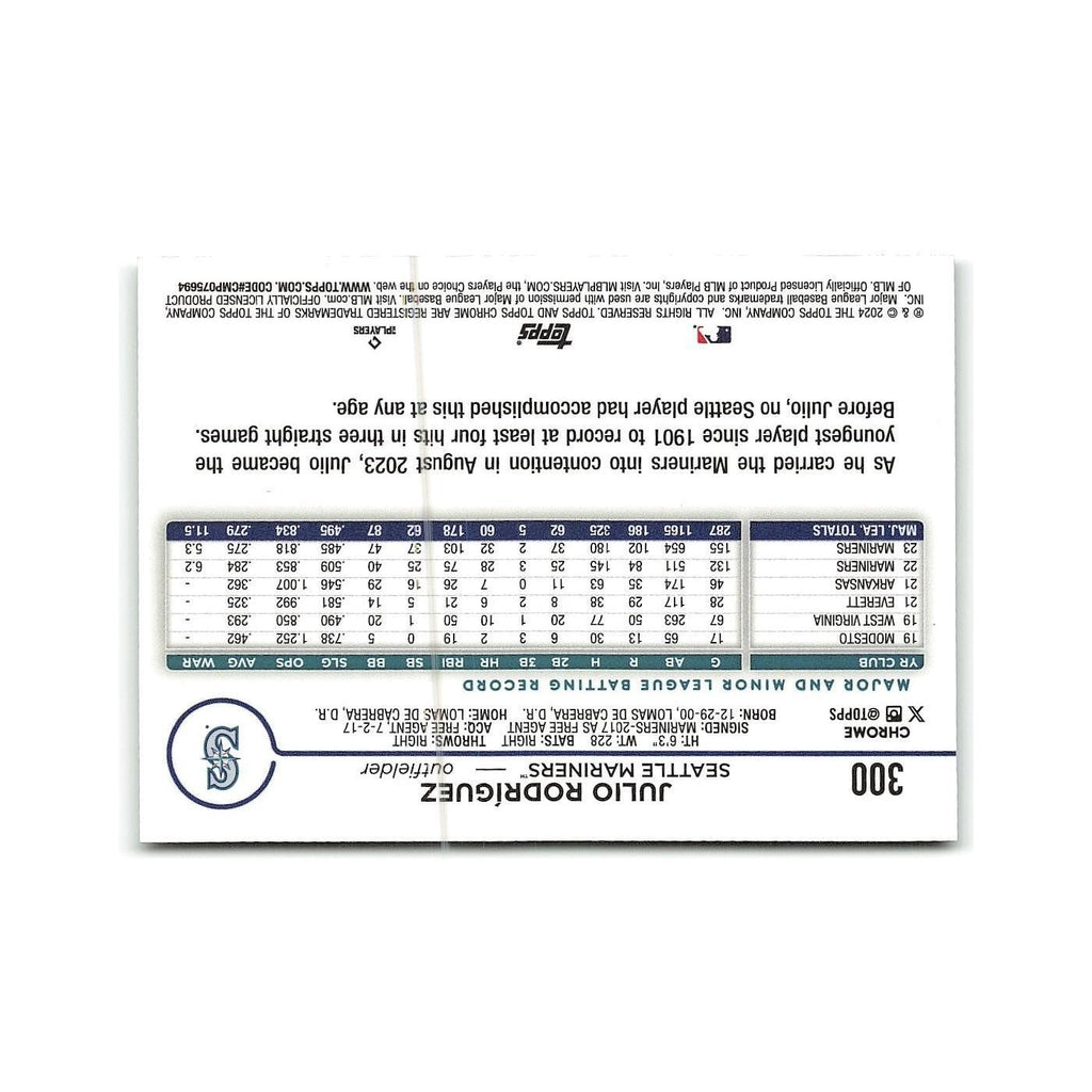 Julio Rodríguez 2024 Topps Chrome #300 Seattle Mariners Baseball Card NM