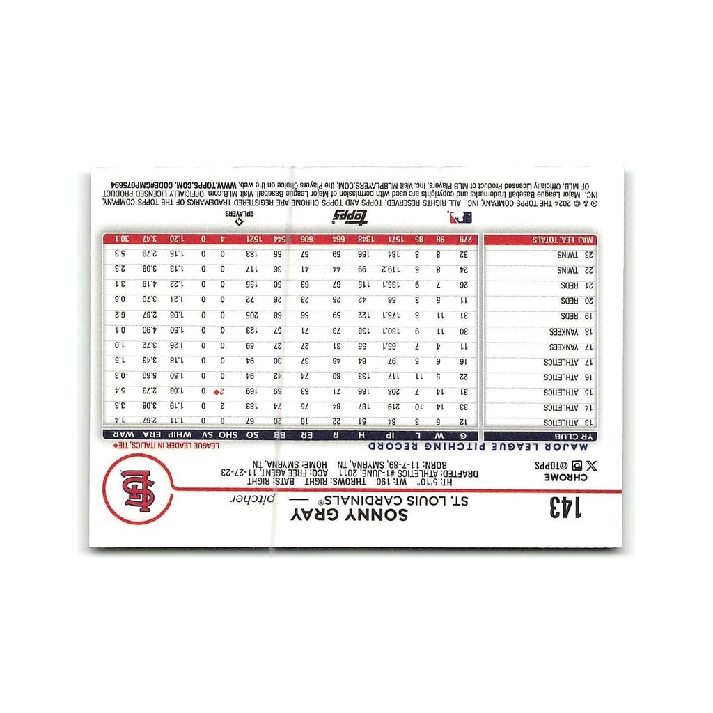 Sonny Gray 2024 Topps Chrome #143 St. Louis Cardinals Baseball Card NM