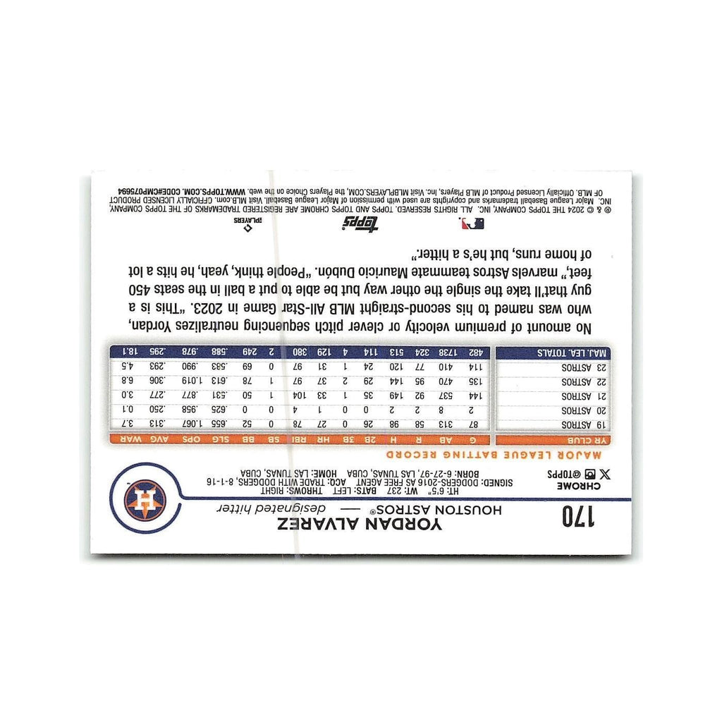 Yordan Alvarez 2024 Topps Chrome #170 Houston Astros Baseball Card NM