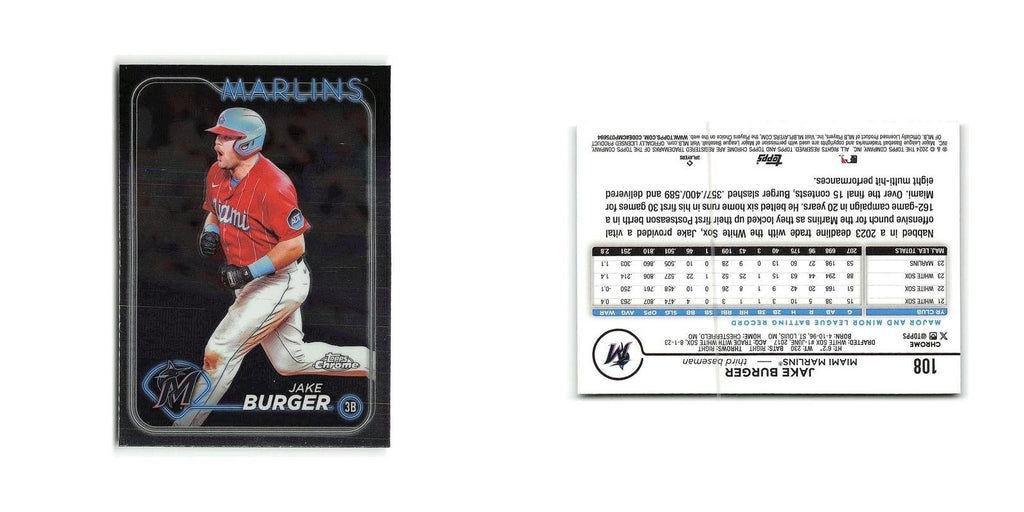 Jake Burger 2024 Topps Chrome #108 Miami Marlins Baseball Card NM
