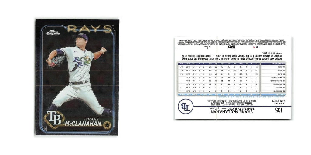 Shane McClanahan 2024 Topps Chrome #135 Tampa Bay Rays Baseball Card NM