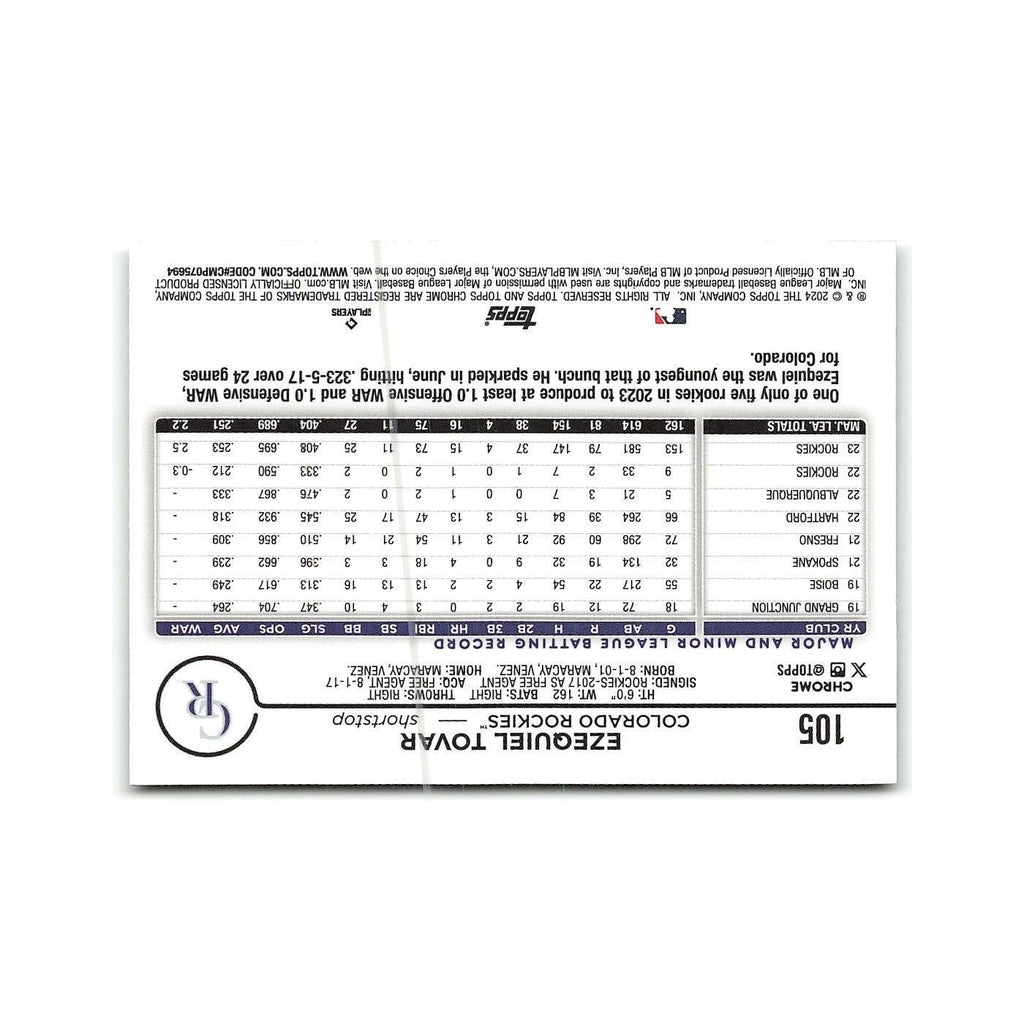 Ezequiel Tovar 2024 Topps Chrome #105 Colorado Rockies Baseball Card NM