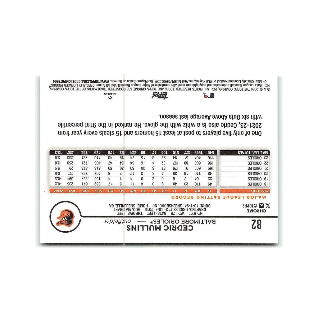 Cedric Mullins 2024 Topps Chrome #82 Baltimore Orioles Baseball Card NM