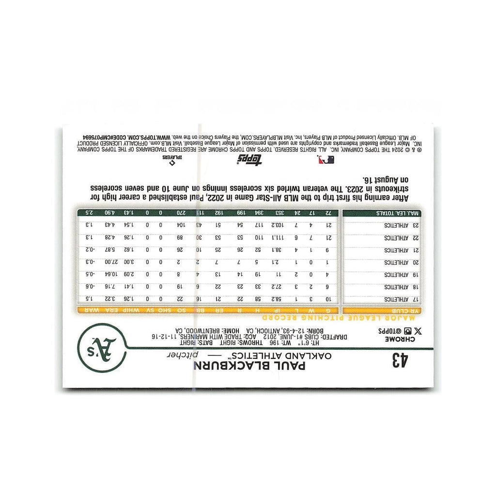 Paul Blackburn 2024 Topps Chrome #43 Oakland Athletics Baseball Card NM