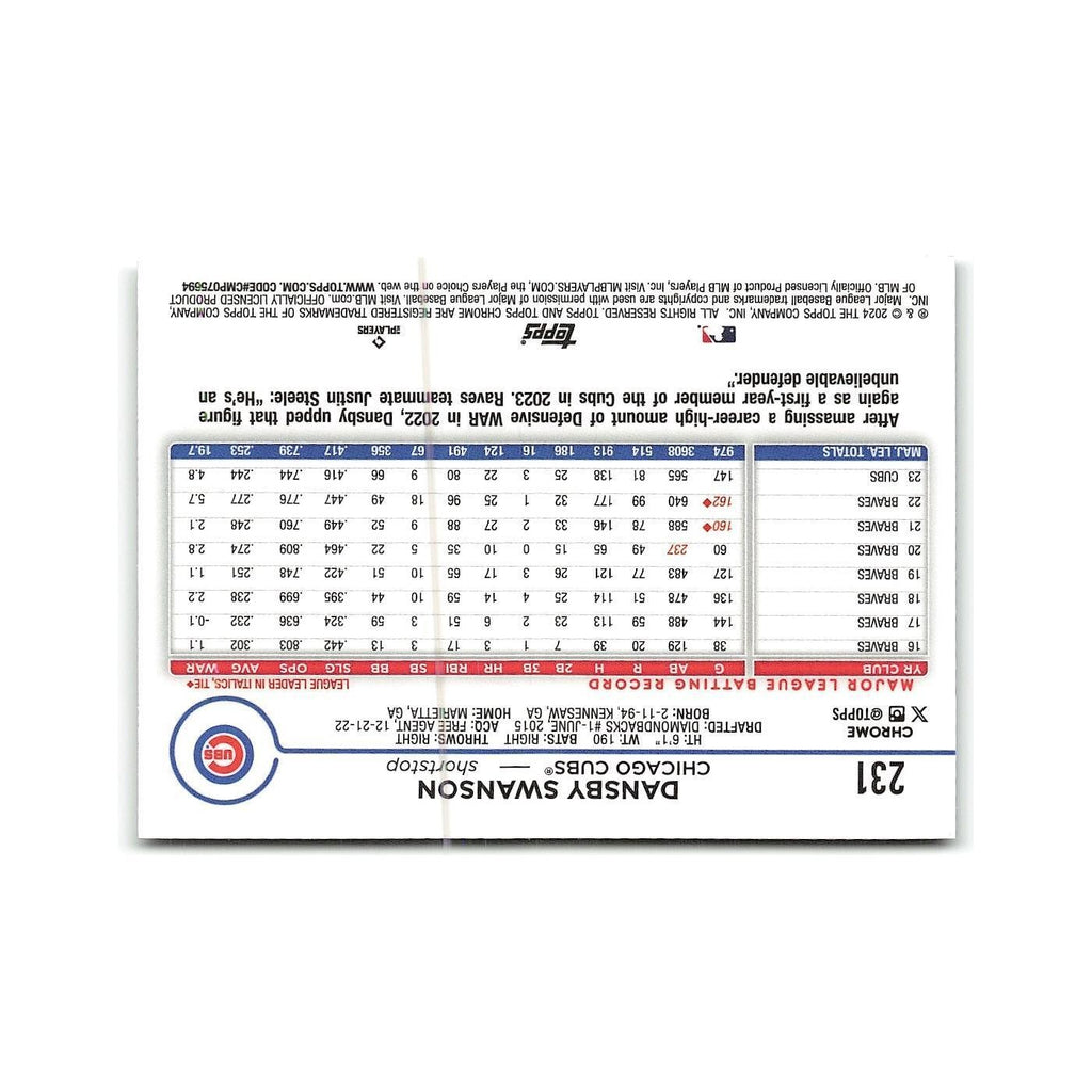 Dansby Swanson 2024 Topps Chrome #231 Chicago Cubs Baseball Card NM