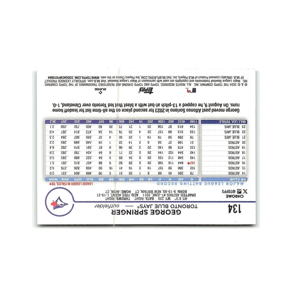 George Springer 2024 Topps Chrome #134 Toronto Blue Jays Baseball Card NM