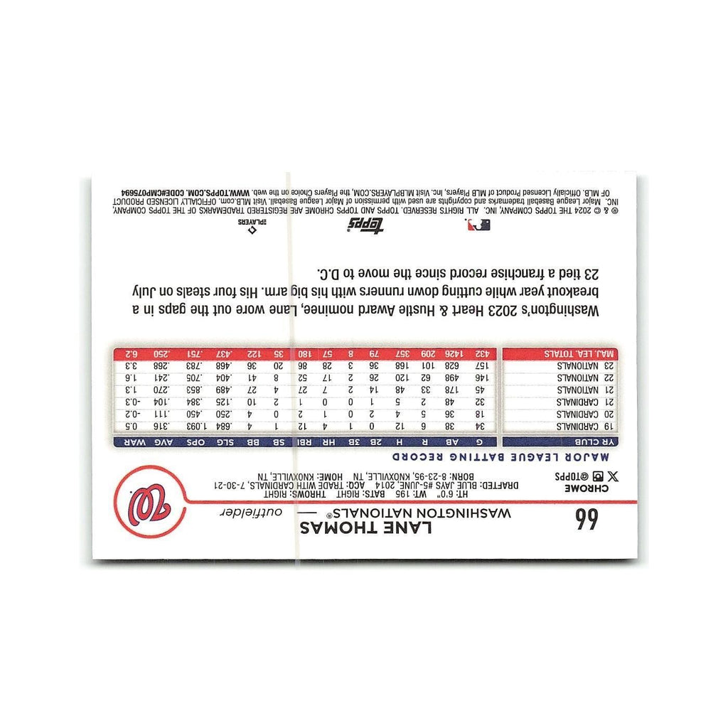 Lane Thomas 2024 Topps Chrome #66 Washington Nationals Baseball Card NM