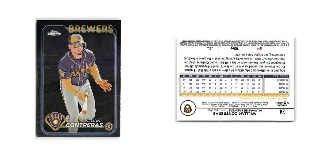 William Contreras 2024 Topps Chrome #24 Milwaukee Brewers Baseball Card NM