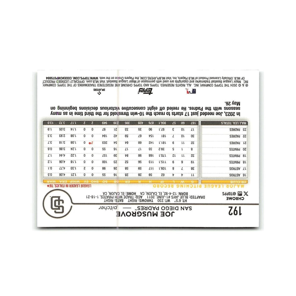 Joe Musgrove 2024 Topps Chrome #192 San Diego Padres Baseball Card NM