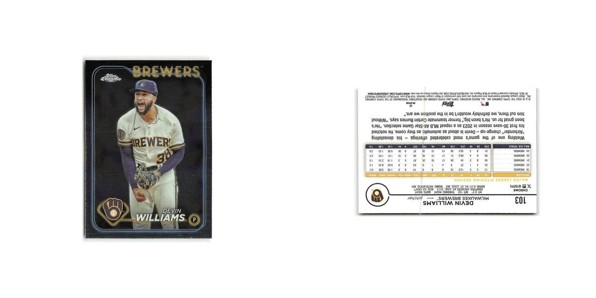 Devin Williams 2024 Topps Chrome #103 Milwaukee Brewers Baseball Card NM