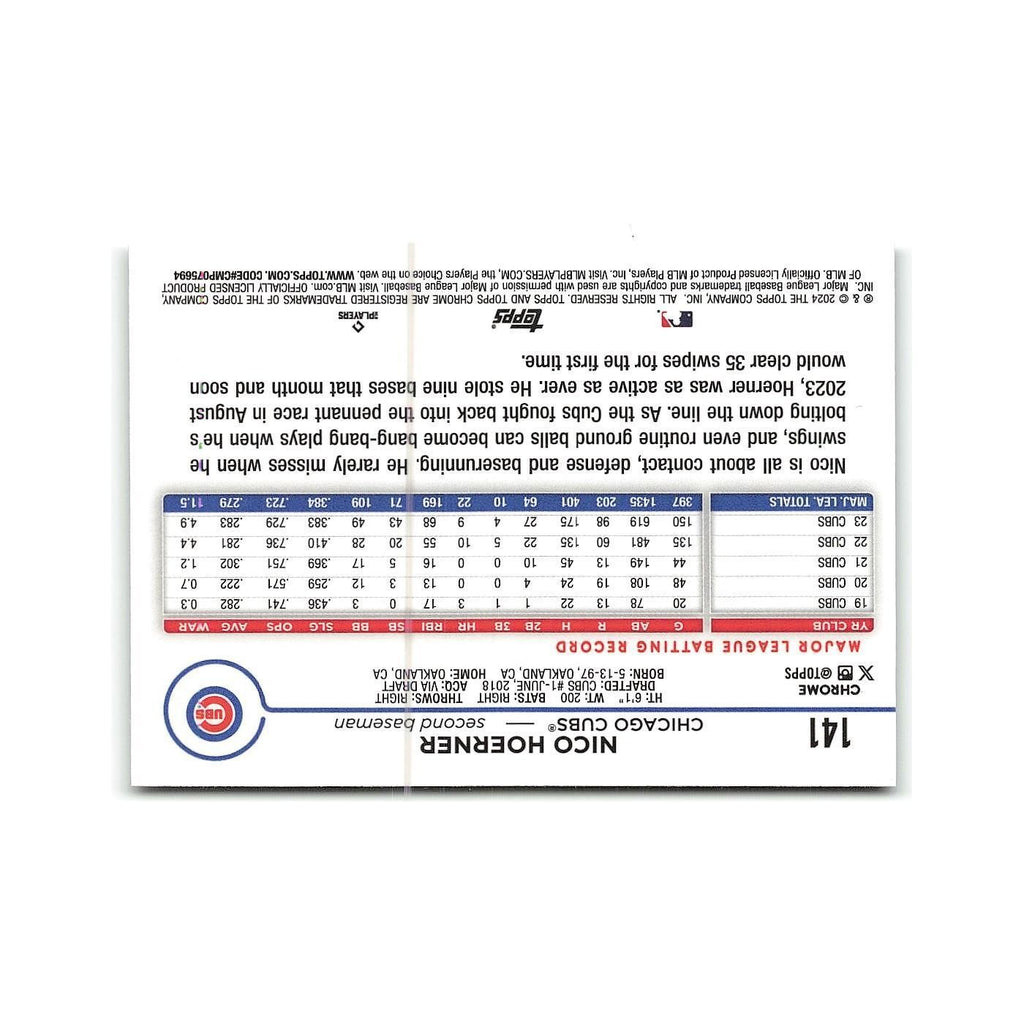 Nico Hoerner 2024 Topps Chrome #141 Chicago Cubs Baseball Card NM