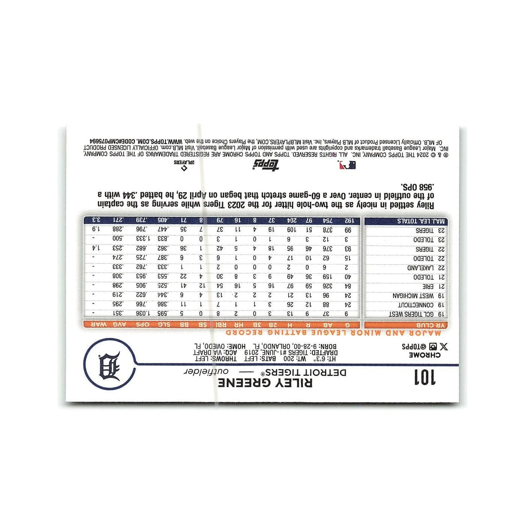 Riley Greene 2024 Topps Chrome #101 Detroit Tigers Baseball Card NM