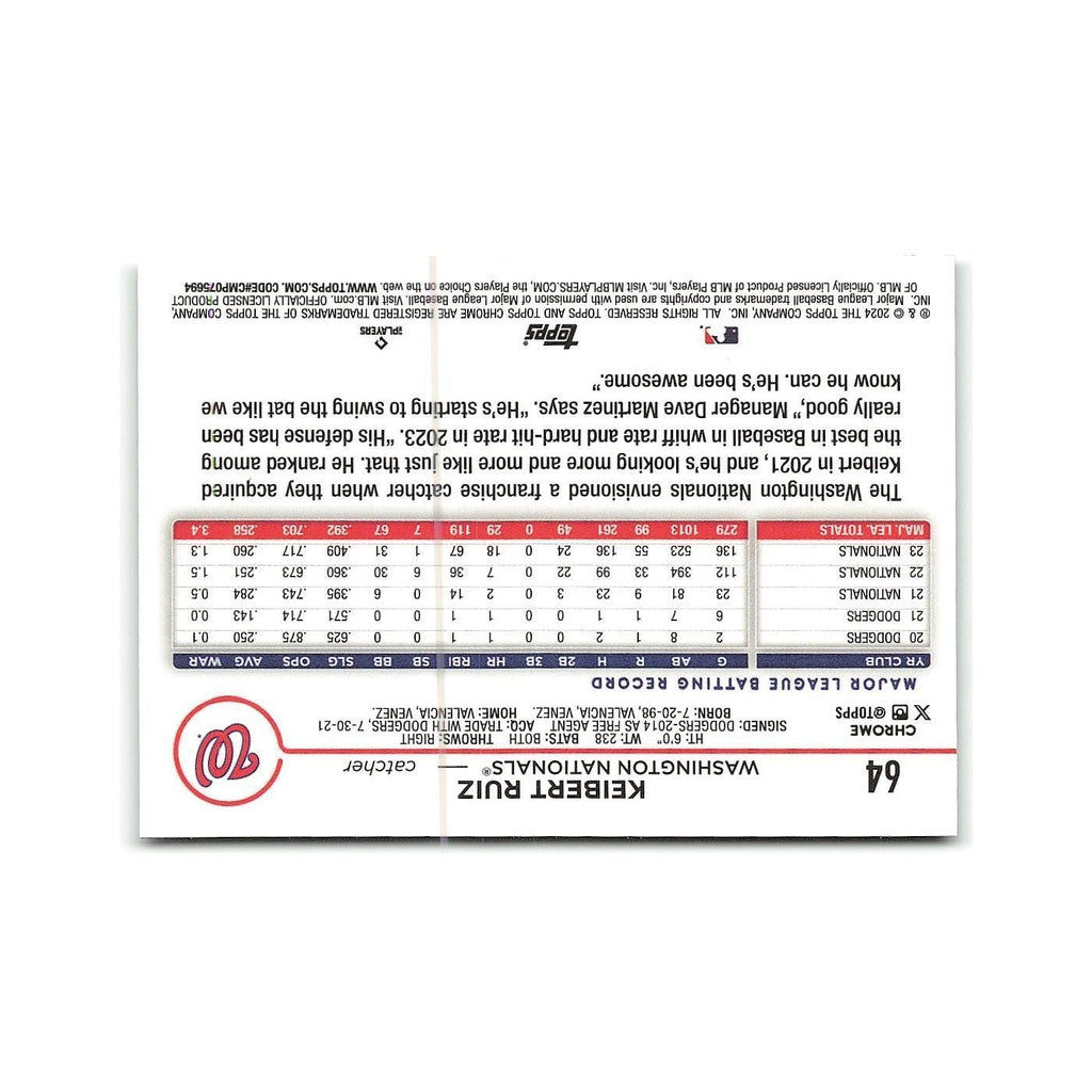 Keibert Ruiz 2024 Topps Chrome #64 Washington Nationals Baseball Card NM
