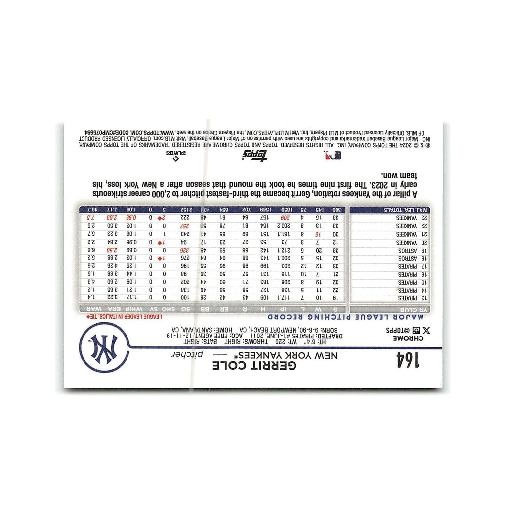 Gerrit Cole 2024 Topps Chrome #164 New York Yankees Baseball Card NM