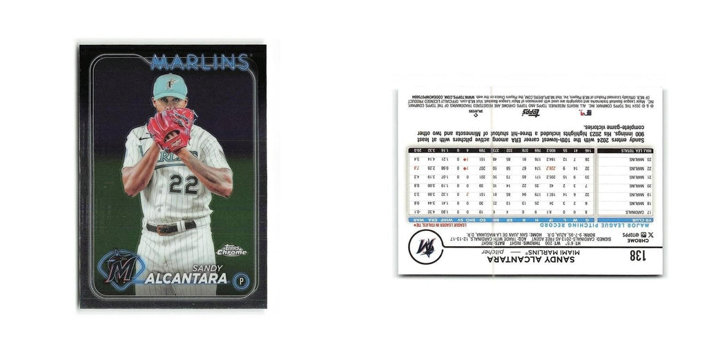 Sandy Alcantara 2024 Topps Chrome #138 Miami Marlins Baseball Card NM