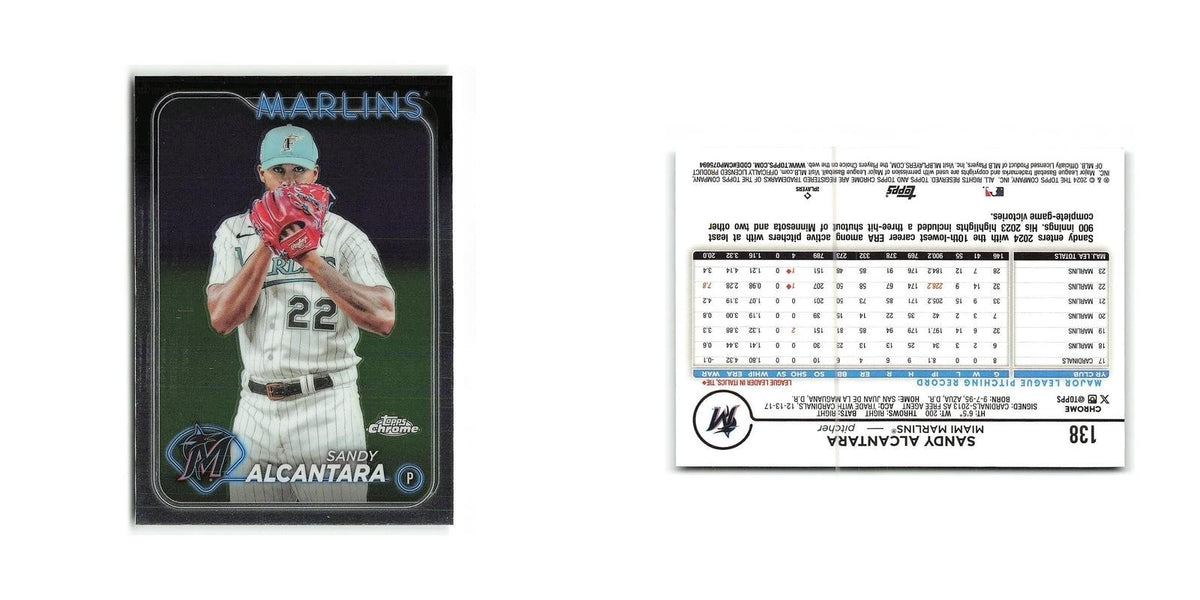 Sandy Alcantara 2024 Topps Chrome #138 Miami Marlins Baseball Card NM