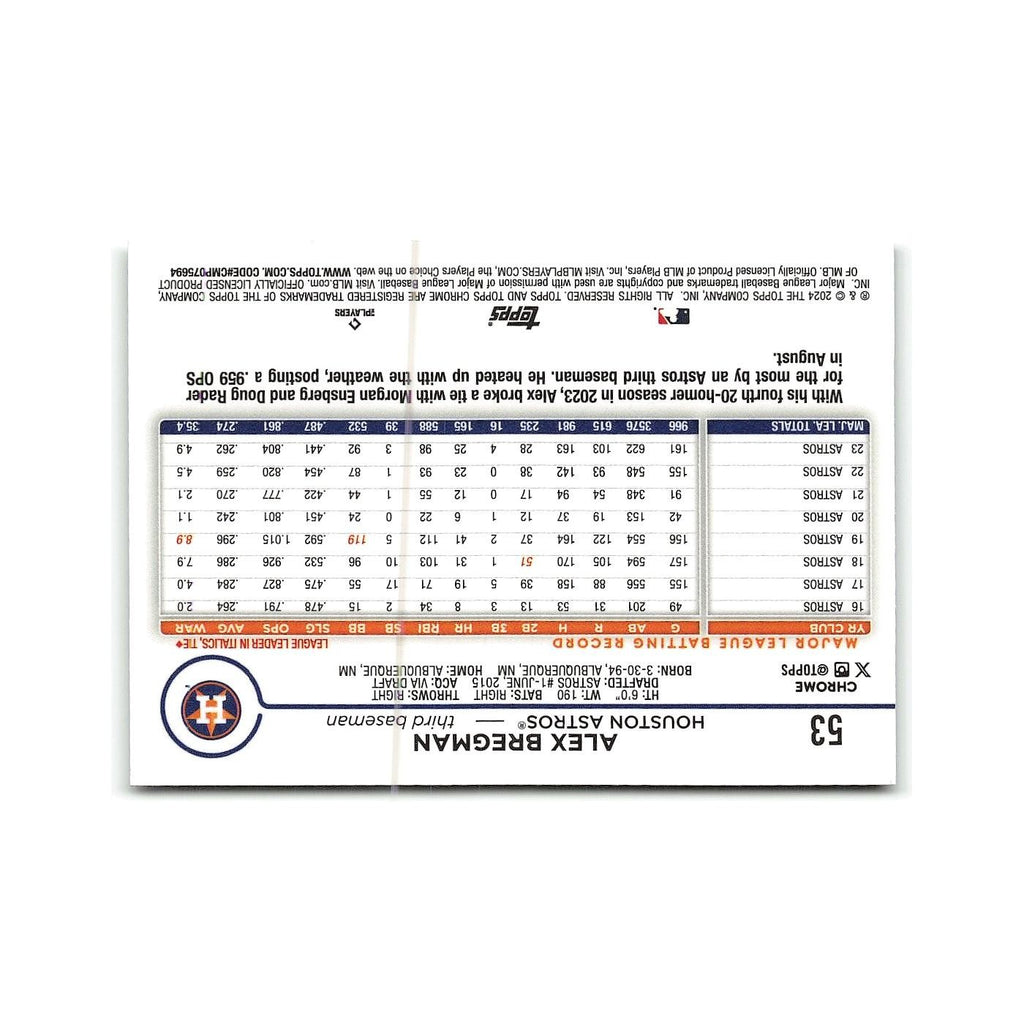 Alex Bregman 2024 Topps Chrome #53 Houston Astros Baseball Card NM