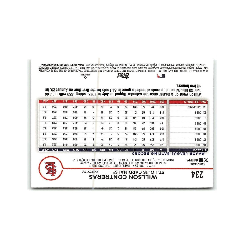 Willson Contreras 2024 Topps Chrome #234 St. Louis Cardinals Baseball Card NM