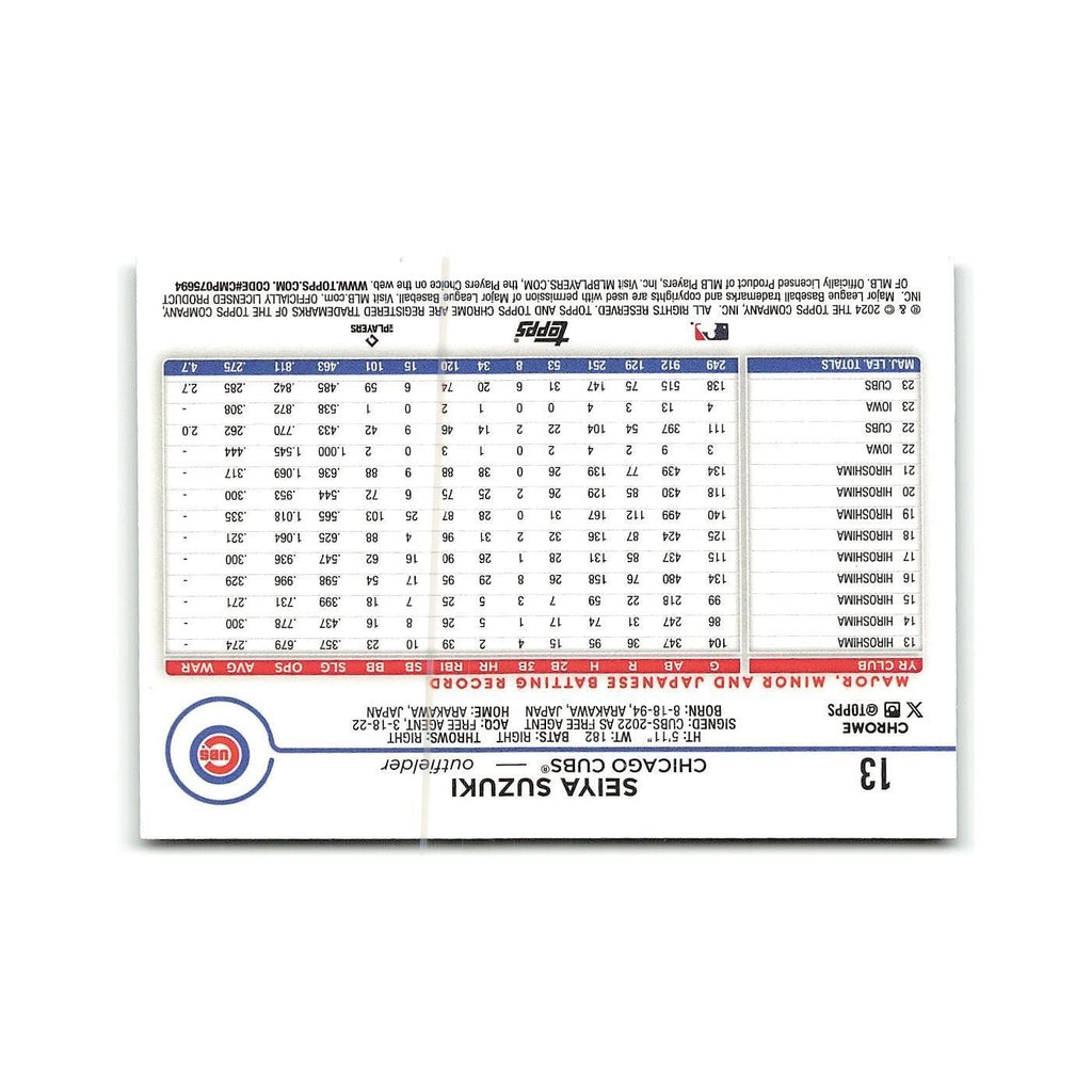 Seiya Suzuki 2024 Topps Chrome #13 Chicago Cubs Baseball Card NM