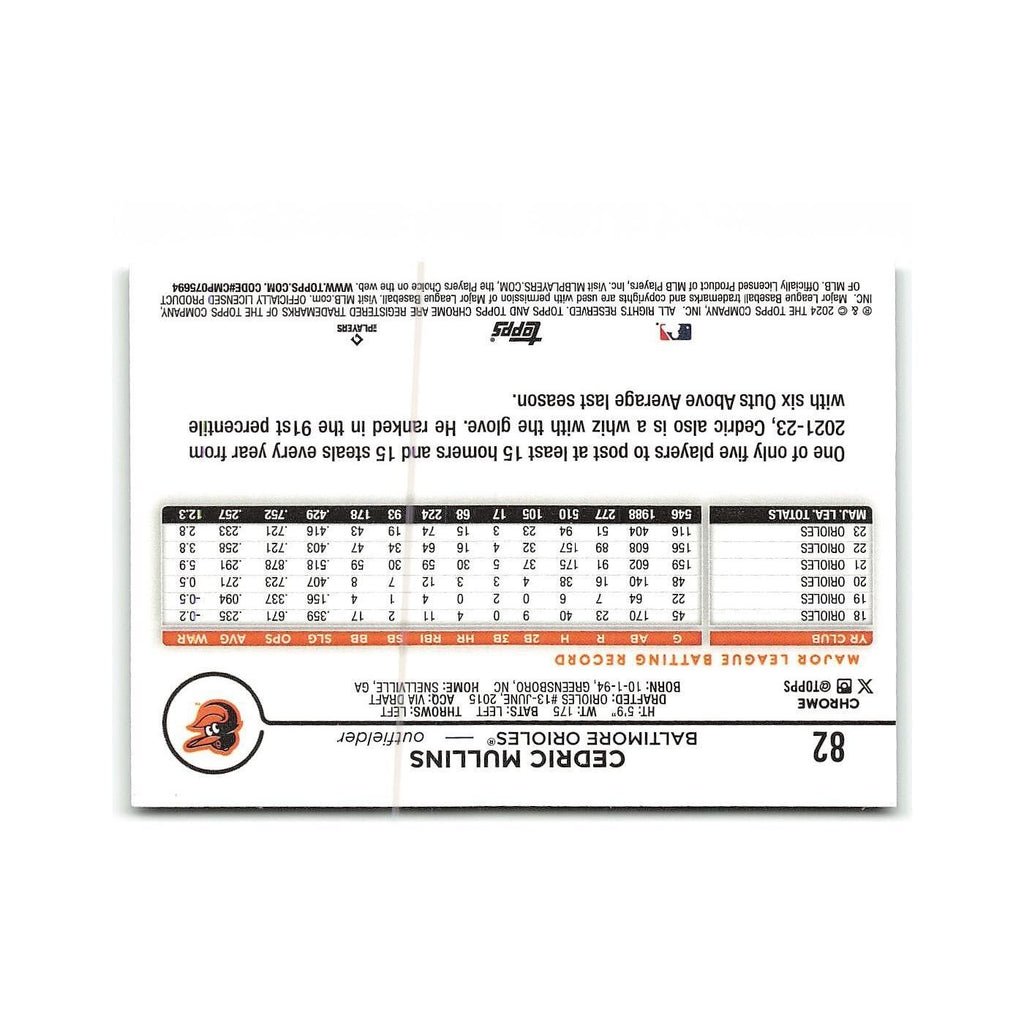 Cedric Mullins 2024 Topps Chrome #82 Baltimore Orioles Baseball Card NM