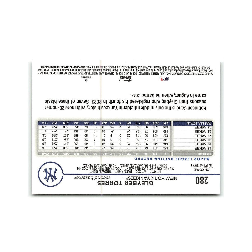Gleyber Torres 2024 Topps Chrome #280 New York Yankees Baseball Card NM