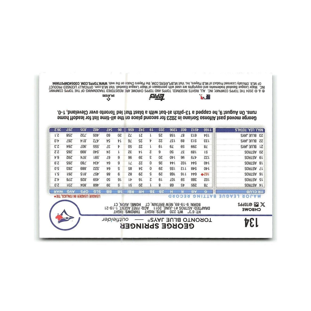 George Springer 2024 Topps Chrome #134 Toronto Blue Jays Baseball Card NM