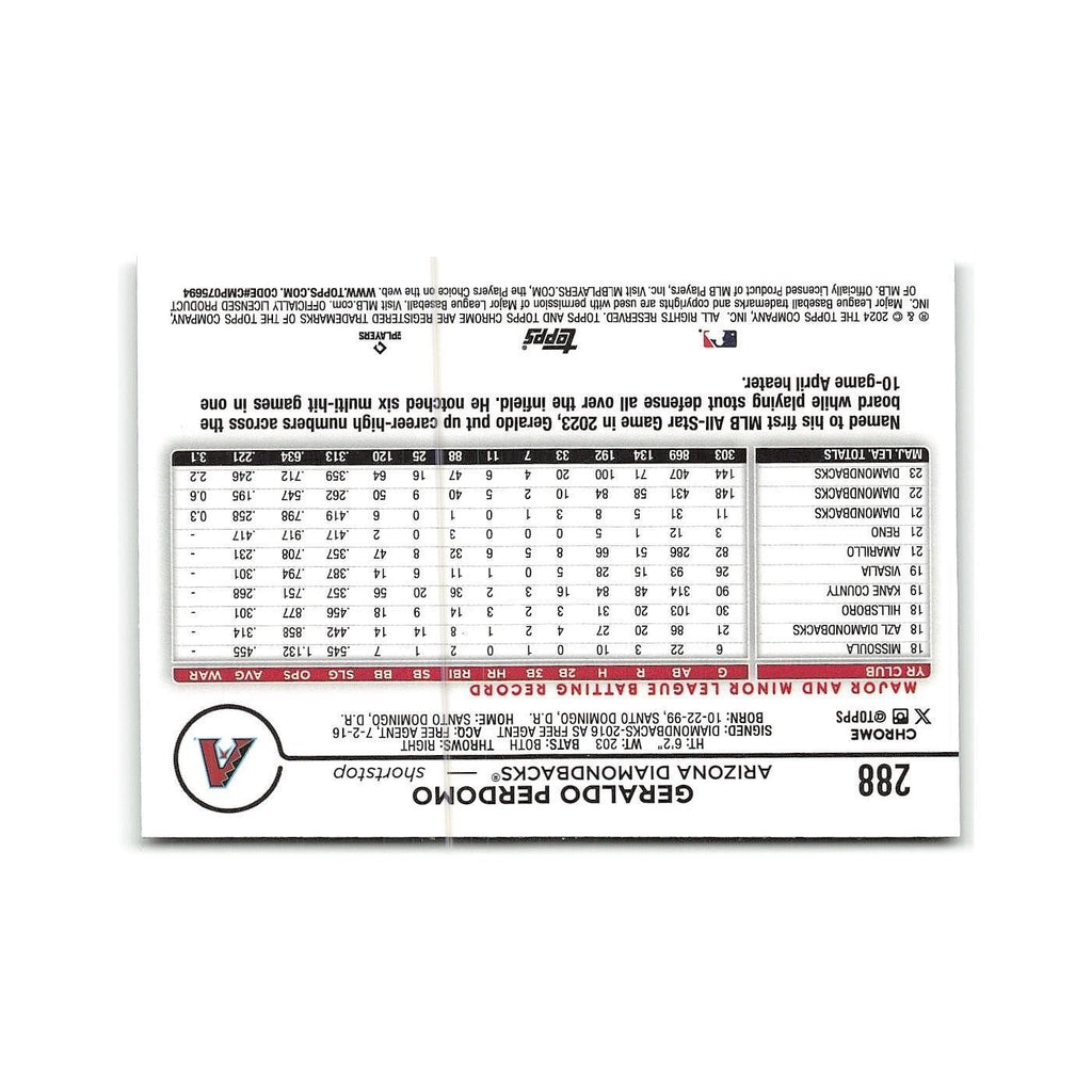 Geraldo Perdomo 2024 Topps Chrome #288 Arizona Diamondbacks Baseball Card NM