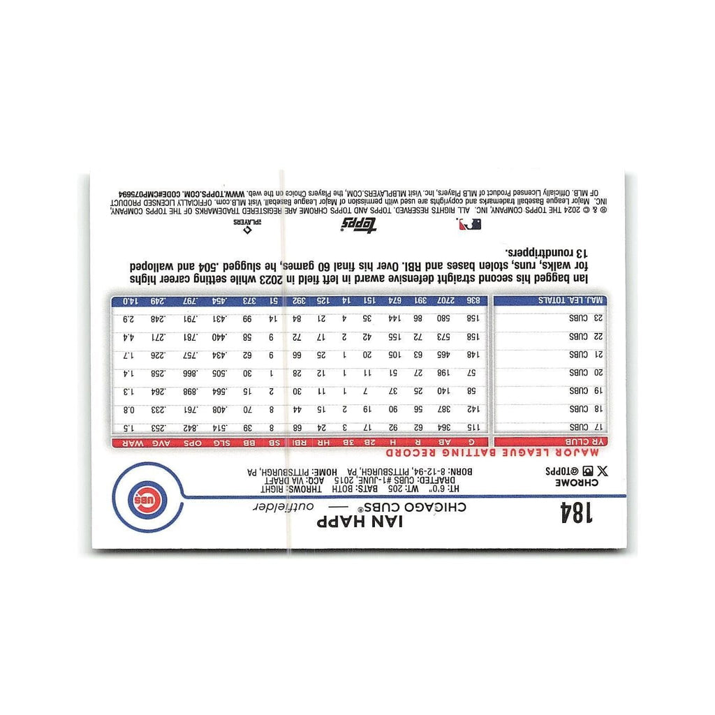 Ian Happ 2024 Topps Chrome #184 Chicago Cubs Baseball Card NM