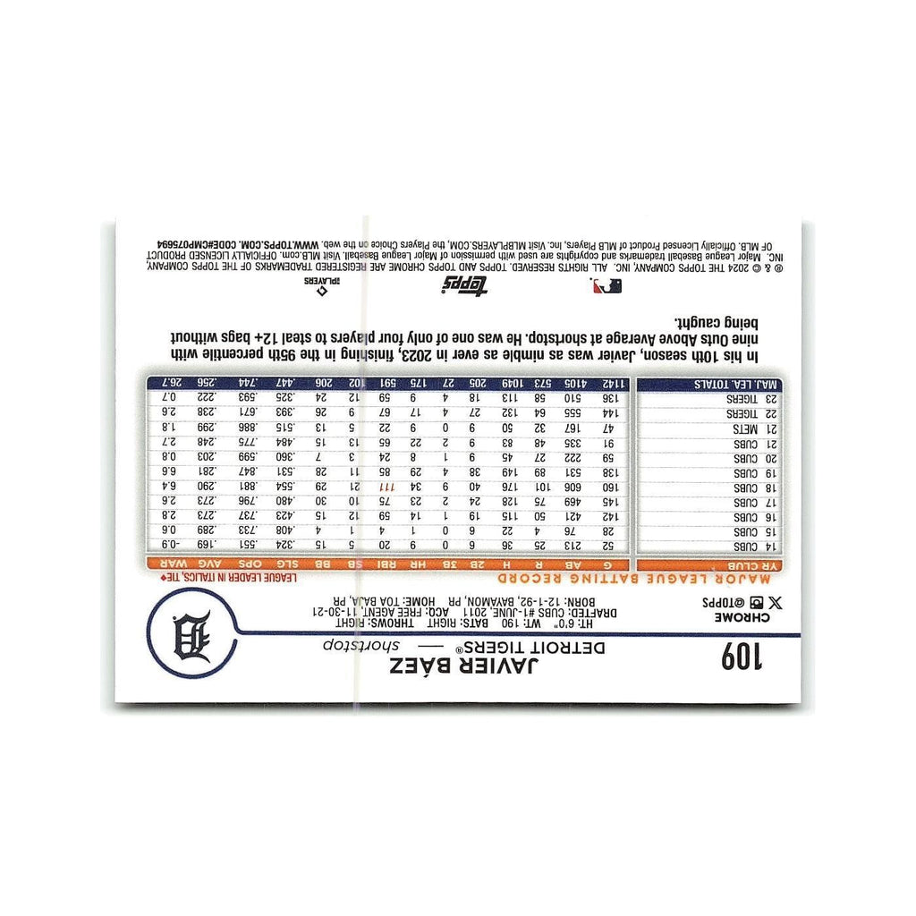 Javier Báez 2024 Topps Chrome #109 Detroit Tigers Baseball Card NM